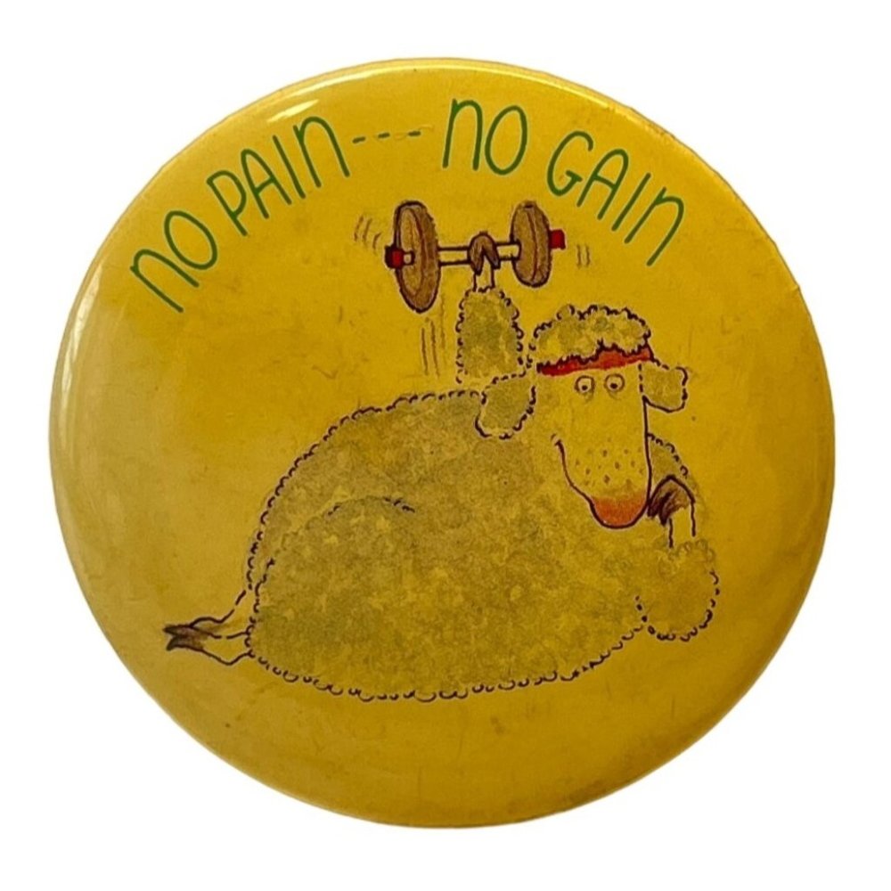 No Pain No Gain Fridge Magnet Workout Exercise Fitness Sheep Lamb